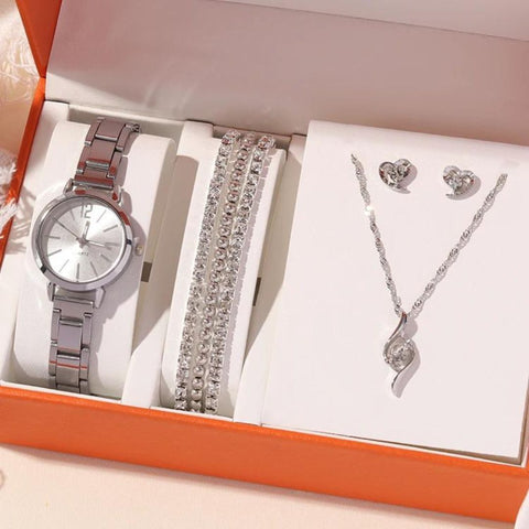 5pcs Women's Versatile Quartz Watch & Jewelry Set