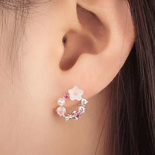 4 Pieces Rose Gold-color Lady Flower Fashion Accessories Zircon Simple Ornate Exquisite Necklace Ring Earrings Jewelry Set